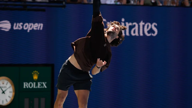 Carlos Alcaraz celebrando un punto en el US Open 2026.