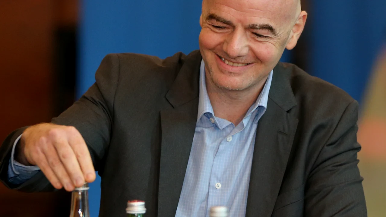 Gianni Infantino, presidente de la FIFA, en una conferencia de prensa oficial.