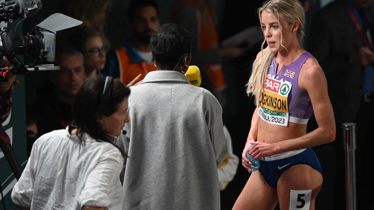 Keely Hodgkinson, campeona olímpica británica de 800 metros, en una foto de archivo durante una competencia.