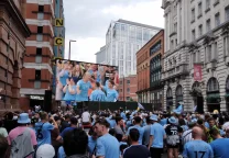 Andree Jeglertz, entrenador del Manchester City femenino, en una rueda de prensa.