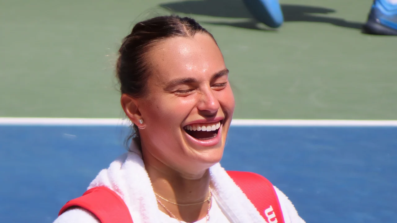 Aryna Sabalenka celebra un punto durante su partido de cuartos de final del US Open 2026.