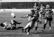 Bridie O'Gorman, pilar de las Wallaroos, durante un partido con la selección australiana de rugby femenino.