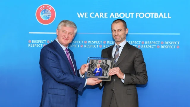 Aleksander Ceferin, presidente de la UEFA, durante un acto oficial del organismo europeo.